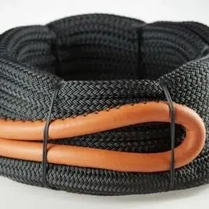 Yachtfend leather ropes used for mooring. Displaying the leather texture up close